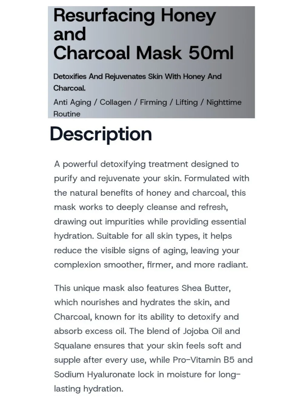 🎉2•$20/3•$28🎉 DERMALACTIVES Resurfacing Honey & Charcoal Mask